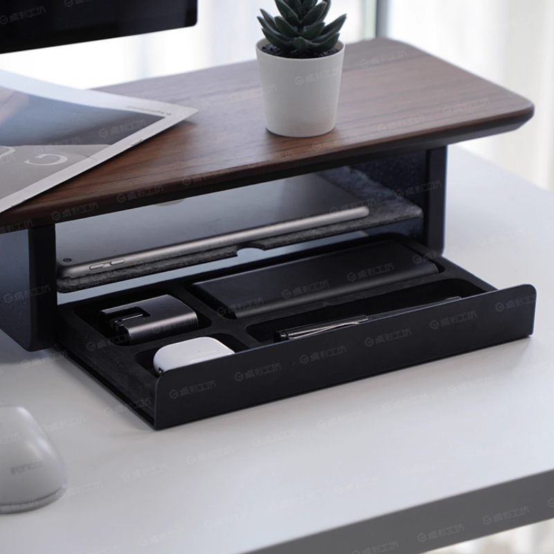 Desk Setup Ergonomics - Monitor Stand Riser Storage Drawers Office