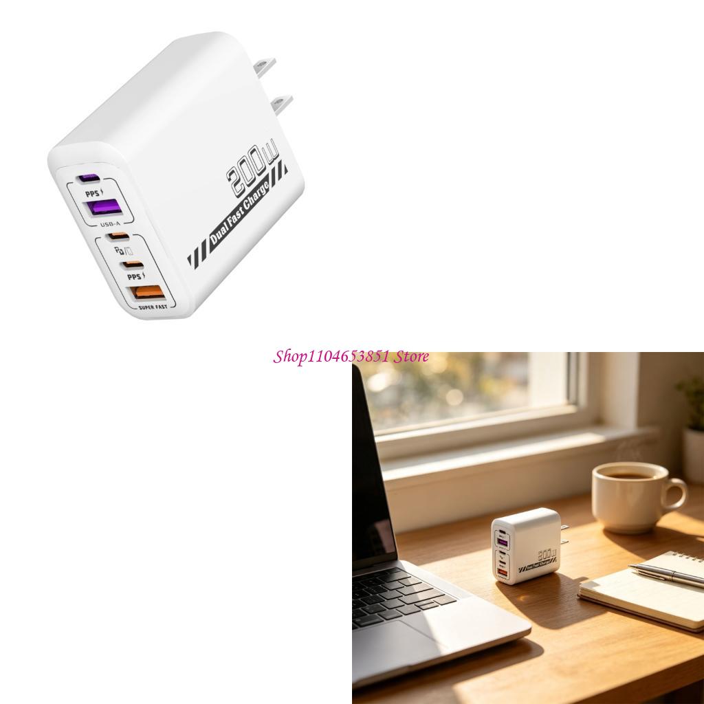 Desk Setup For 2 Laptops - Multi-Device Wall 200W, 3 Type C