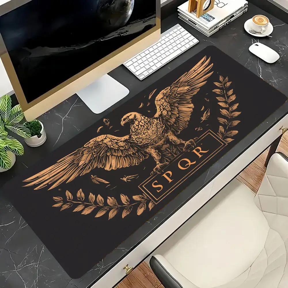 Desk Setup Brown - Golden Brown Black Desk Mat Desk