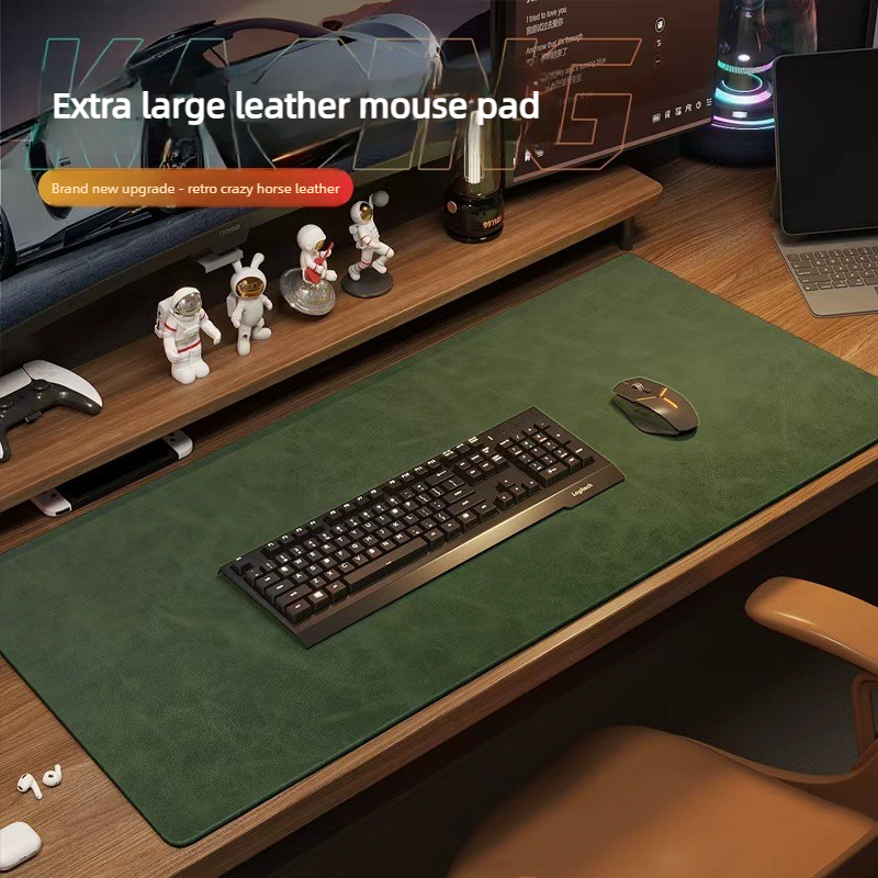 Desk Pad Leather Large - Crazy Horse Texture Pu Mousepad Portable