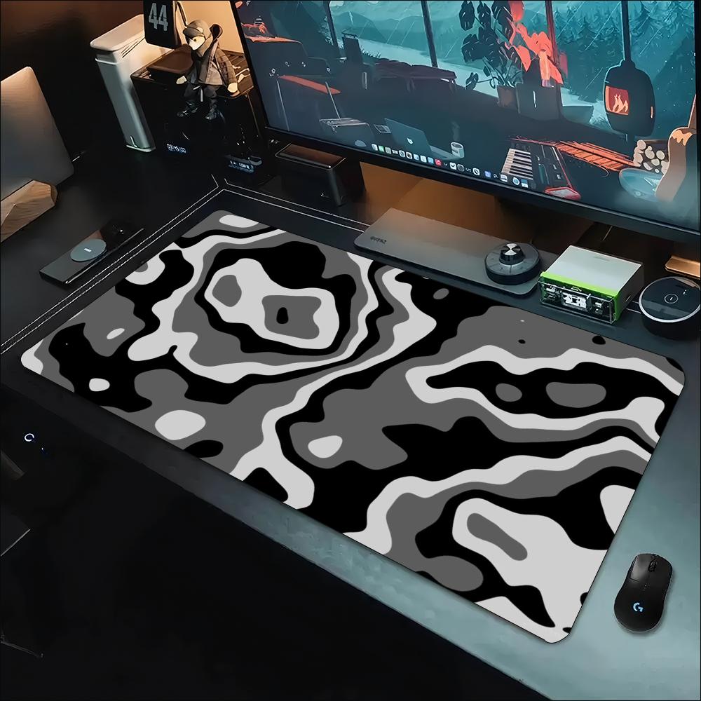 Desk Mat Grey White Topographi - огляд і ціна Desk Setup Grey
