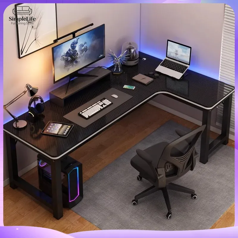 Corner Gaming Desk Computer De - огляд і ціна Desk Setup Dual Monitor And Laptop