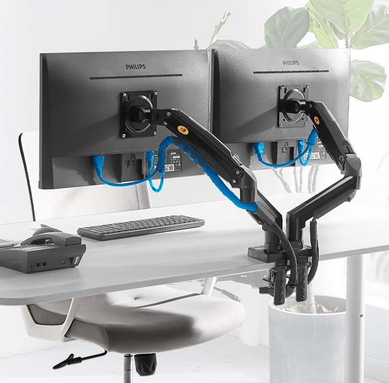 NB NEW A5C F160 Gas Spring 10' - огляд і ціна Dual Monitor Desk Setup