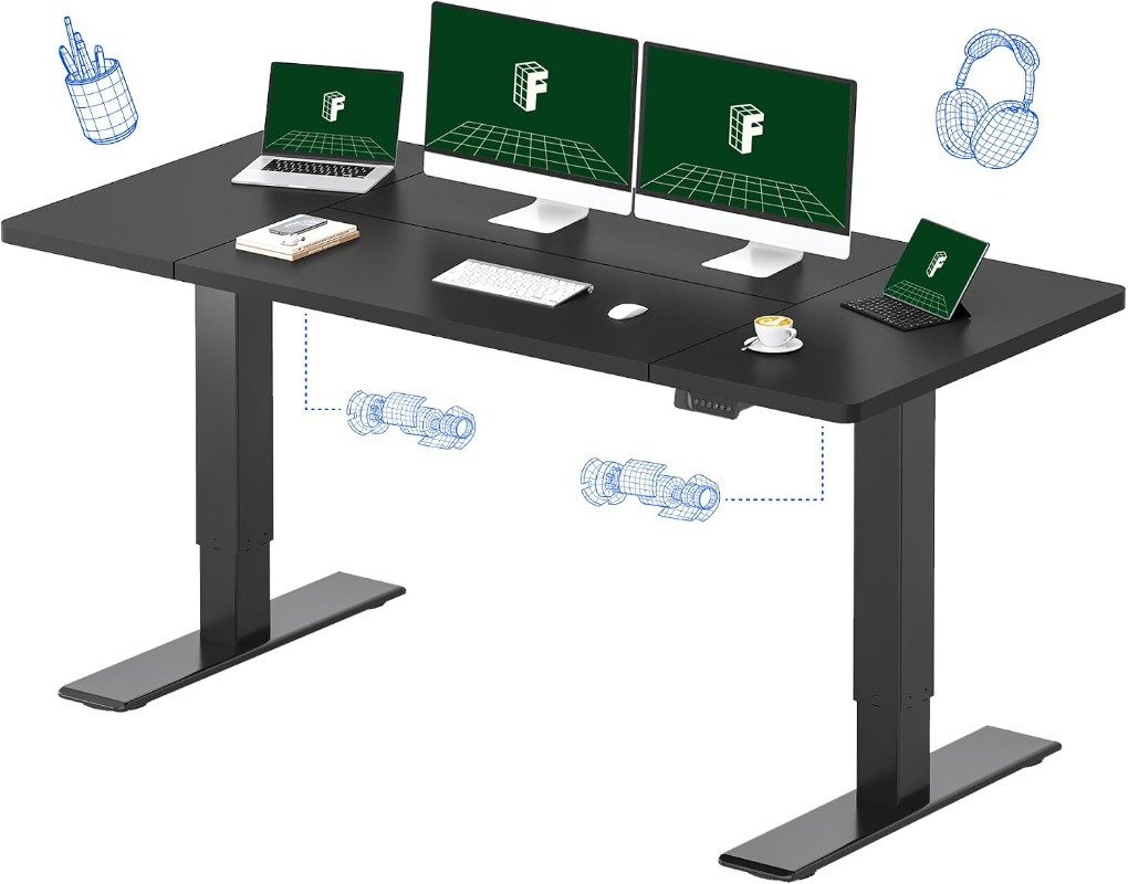 FLEXISPOT Electric Standing De - огляд і ціна Dual Monitor Desk Setup