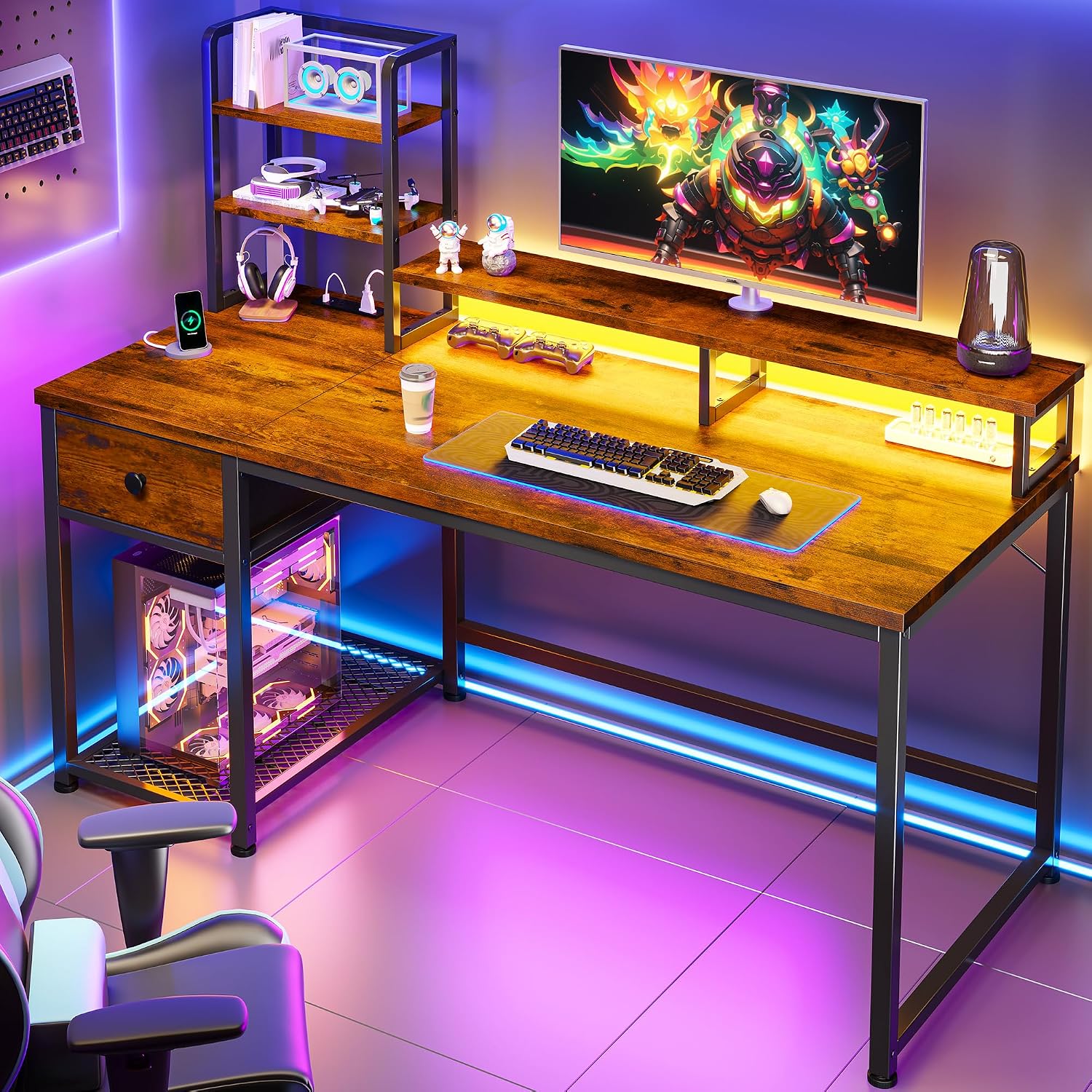 Small Computer Desk With Hutch - огляд і ціна Desk Setup Brown