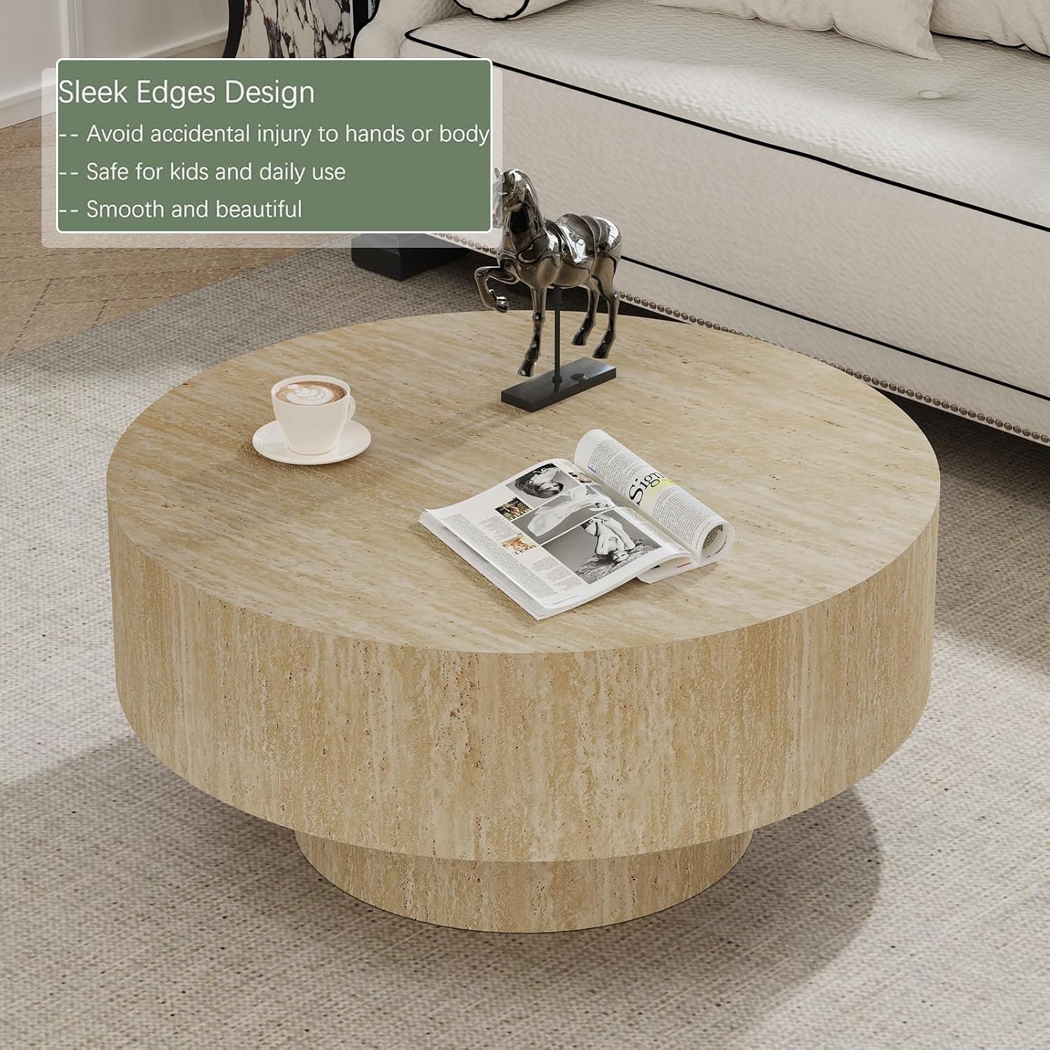 Rustic Round Drum Coffee Table - огляд і ціна Desk Setup Minimalist