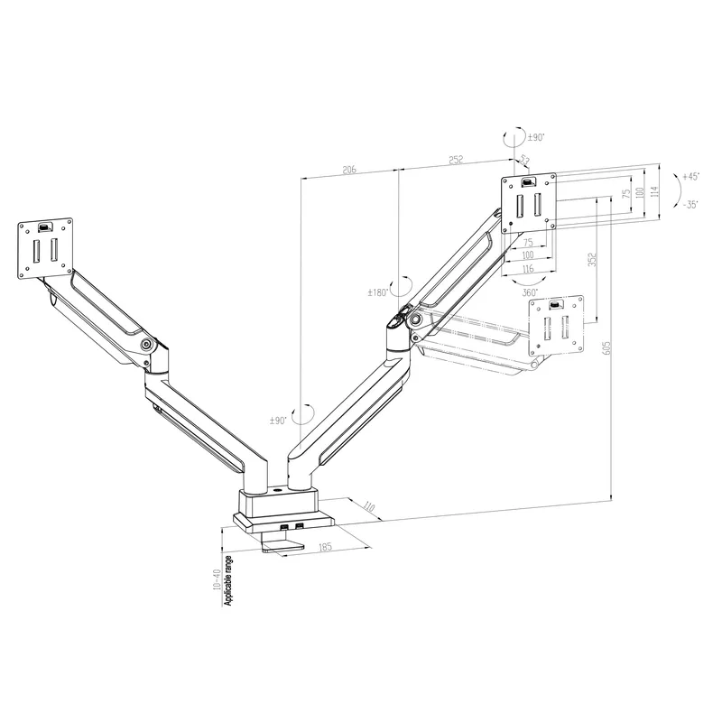 Dual Arm Monitor Mount Heavy D - огляд і ціна Dual Monitor Desk Setup