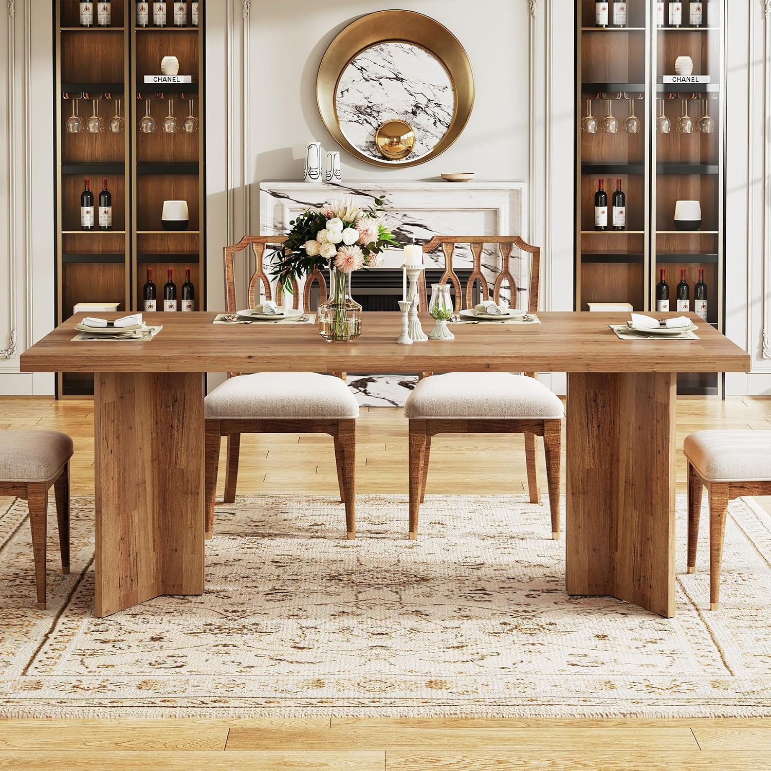 Large Rectangular Wood Dining  - огляд і ціна Desk Setup Brown