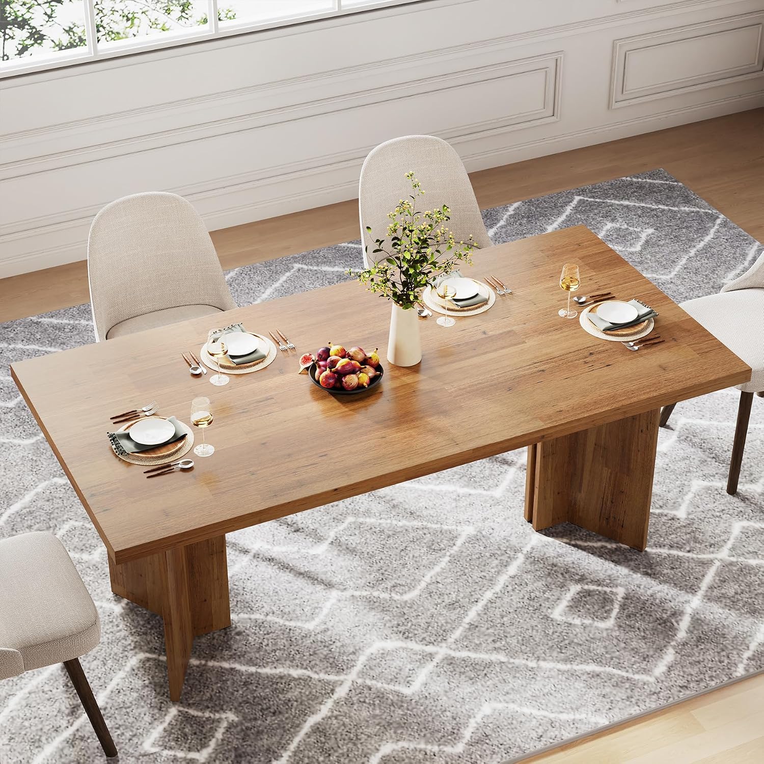 Large Rectangular Wood Dining  - огляд і ціна Desk Setup Brown